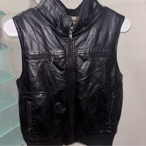 Women's Black Leather Vest